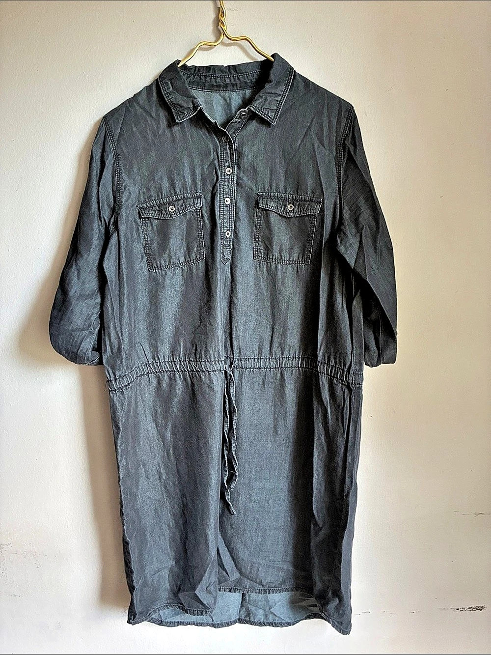 Gray Midi Shirt Dress